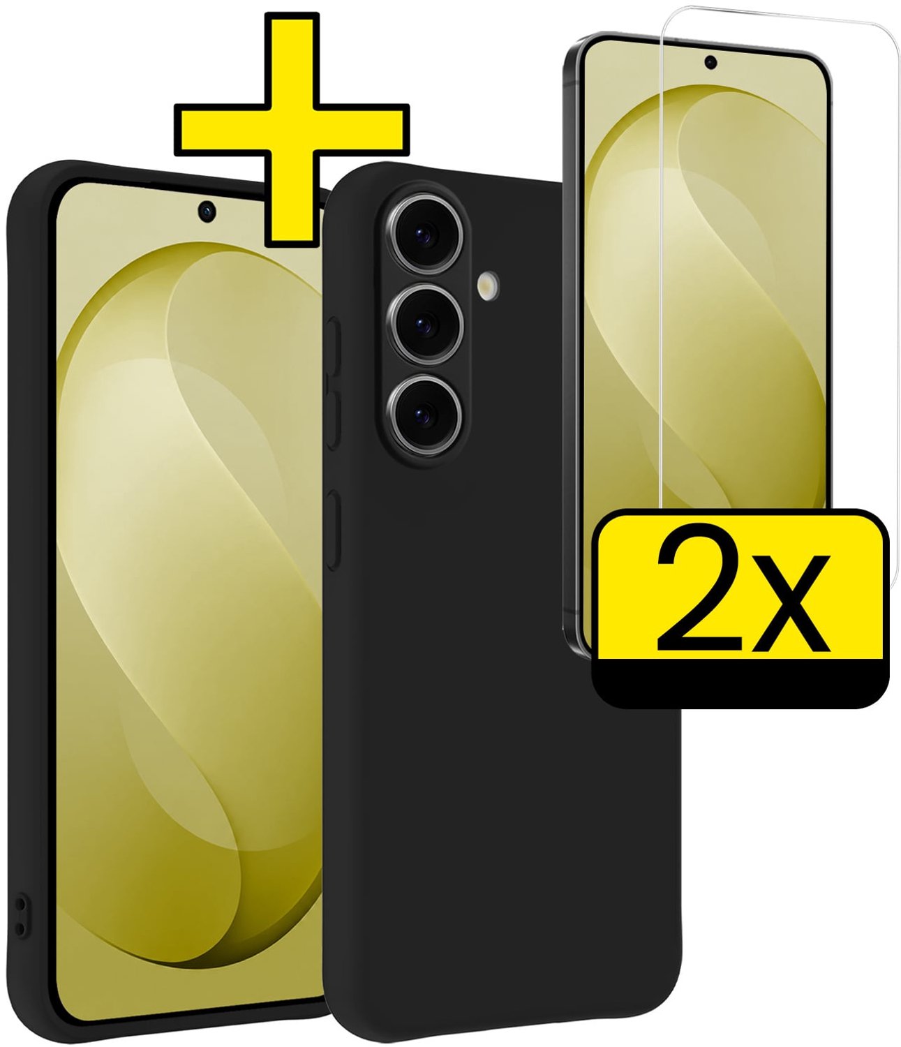 Hoesje - Met 2x Screenprotector - Geschikt voor Samsung Galaxy S26 FE - Sterk & Shockproof - Back Cover - Siliconen Case - Telefoon Hoes - Telefoonhoesjes - Zwart