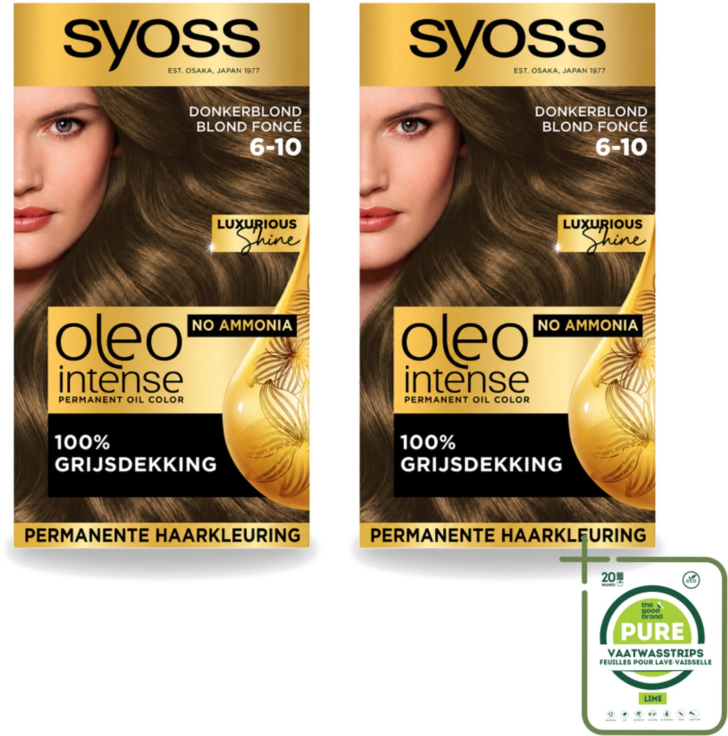 2 x SYOSS - Oleo Intense 6-10 - Haarverf - Permanente Haarkleuring - Donkerblond - Langdurige Kleur - Grootverpakking - Vaatwasstrips - Haarkleur - Haarkleuring - Donkerblond - Haarverf - Haarverf Zonder Ammoniak
