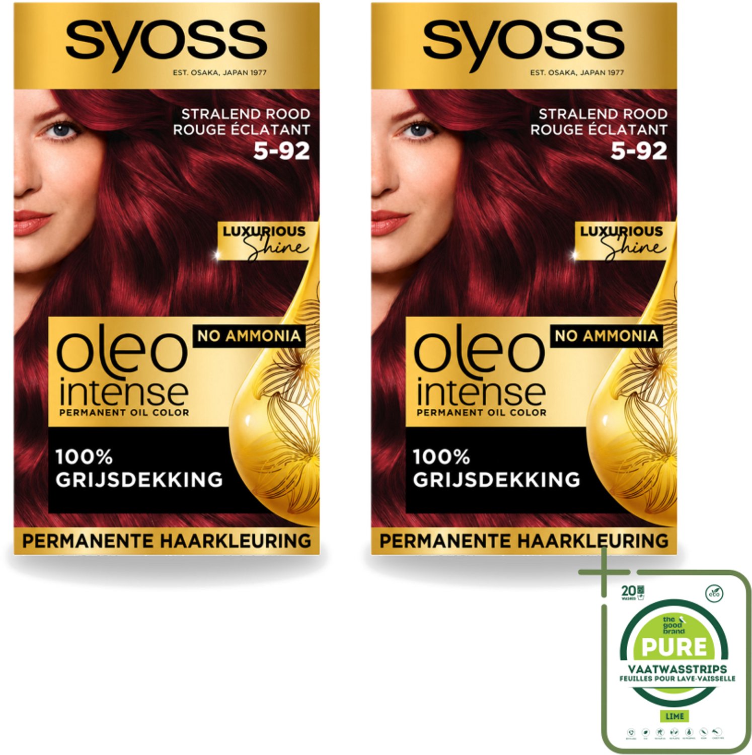 2 x SYOSS - Oleo Intense 5-92 - Haarverf - Permanente Haarkleuring - Stralend Rood - Langdurige Kleur - Grootverpakking - Vaatwasstrips - Haarkleur - Rood - Permanente Haarkleuring - Haarkleur Zonder Ammoniak - Haarverf