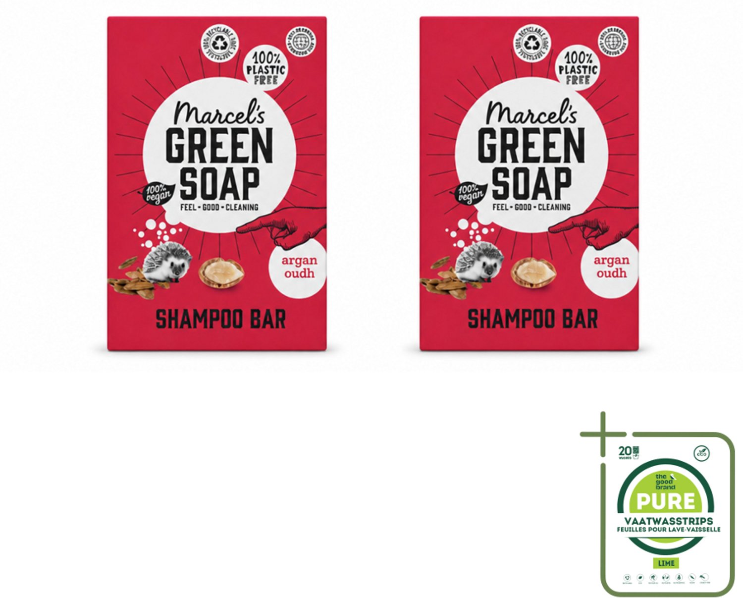 2 x Marcel's Green Soap - Shampoobar - Argan & Oudh - Versterkt & verzorgt - 90 gr - Grootverpakking - Vaatwasstrips - Shampoobar - Natuurlijke Haarverzorging - Arganolie - Oudh Geur - Sulfaatvrij