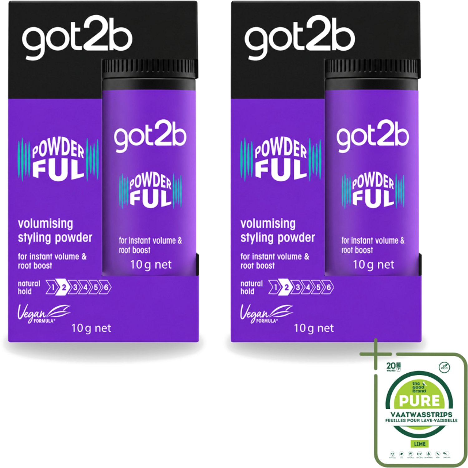 2 x Got2B - Stylingpoeder - Powderful - 10 g - Grootverpakking - Haar Volume - Haarkleur - Haartextuur - Haarkleur - Haarkleur