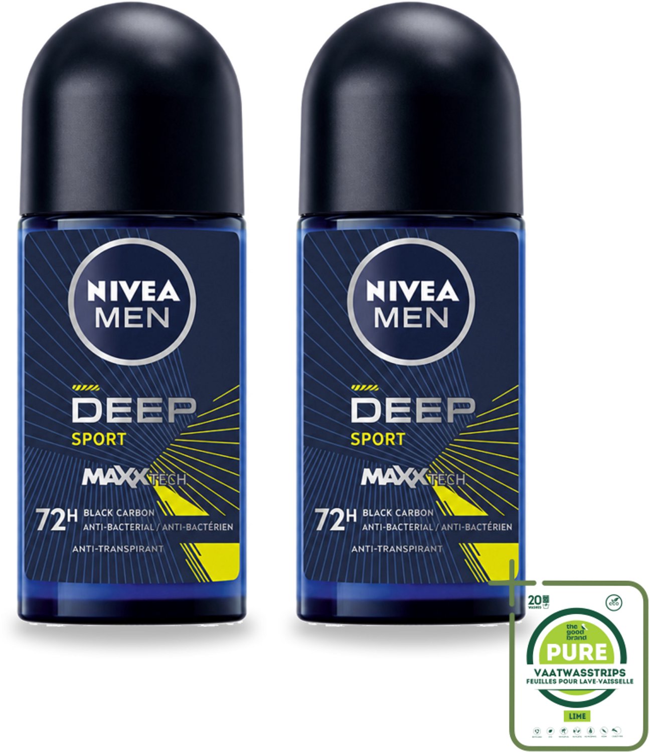2 x NIVEA MEN - Deodorant Roller - Deep Sport - 50 ml - Grootverpakking - Anti-transpirant - Zweetbestendig - Geurbestendig - Sport Deodorant - Citrusgeur