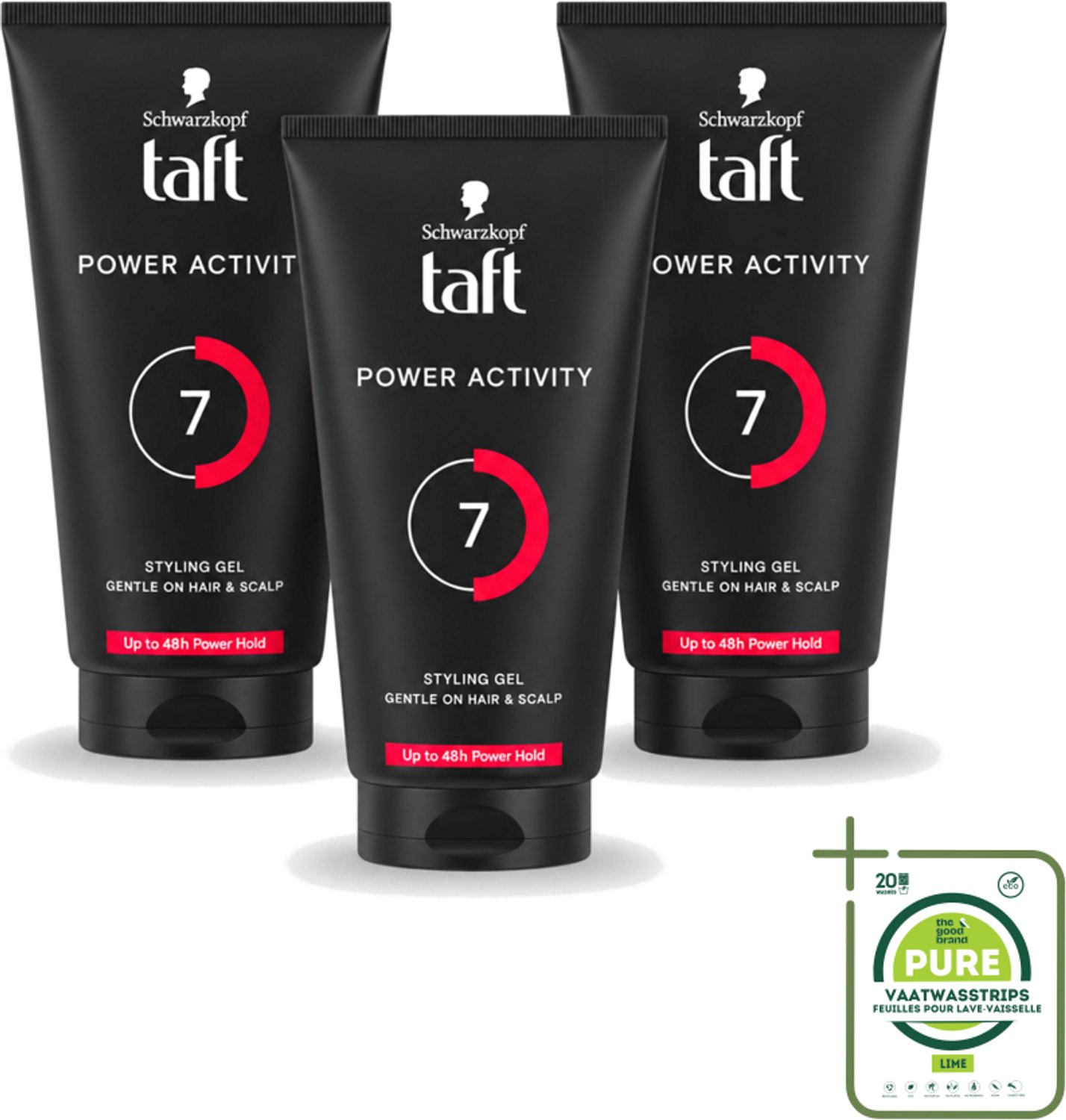 3 x Taft - Power Activity 7 - Styling Gel - Energieke styling - 150 ml - Grootverpakking - Styling Gel - Sweat-proof Gel - Actieve Styling - Krachtige Hold - Haar Stylen