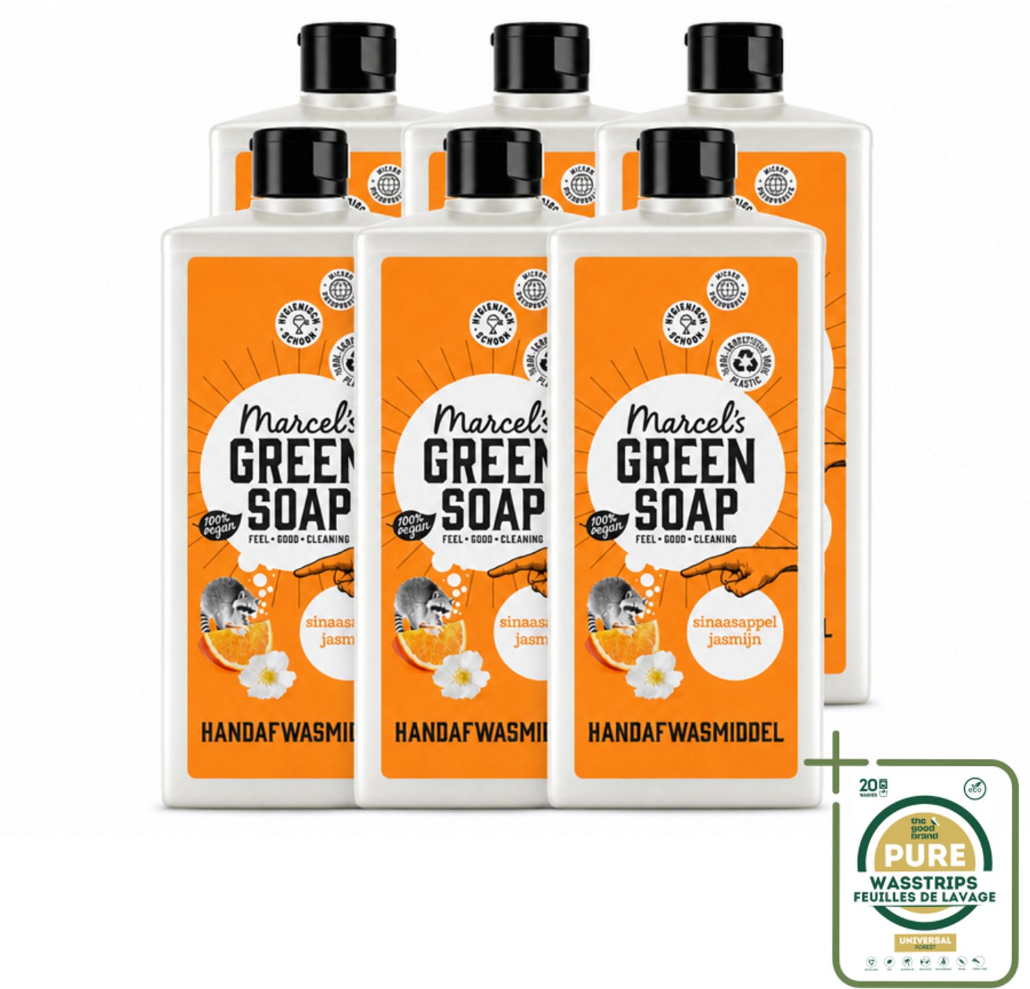6 x Marcel's Green Soap - Afwasmiddel - Sinaasappel & Jasmijn - Voor dagelijks gebruik - 500 ml - Wasstrips - Afwasmiddel Sinaasappel Jasmijn - Natuurlijk Afwasmiddel - Plantaardig Afwasmiddel - Afwasmiddel Voor Vaat - Afwasmiddel Voor Glas En Pannen