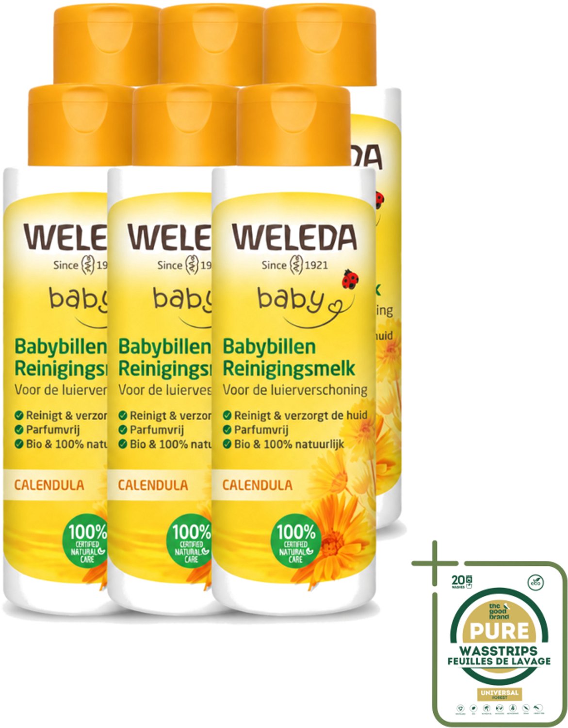 6 x WELEDA - Reinigingsmelk - Babybillen Calendula - 400 ml - Babybillen Reinigen - Natuurlijke Babyverzorging - Calendula Melk - Gevoelige Huid Verzorgen - Babyhuid Verzorging