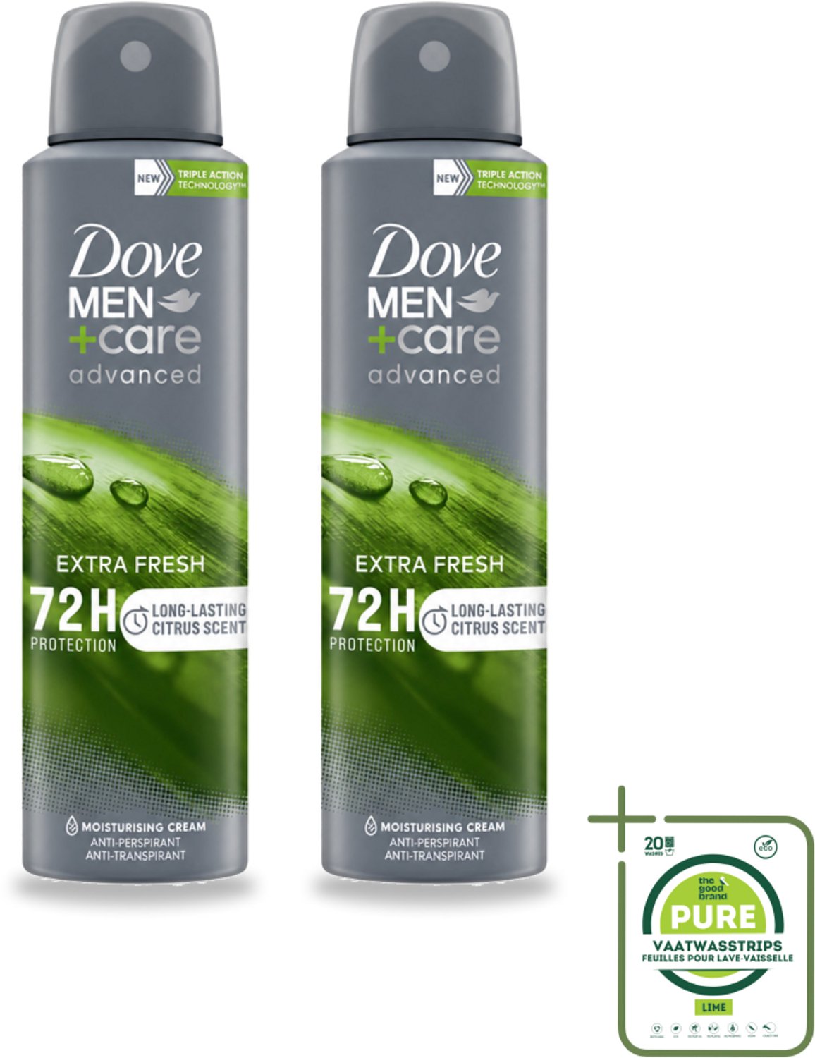 2 x Dove Men+Care Deodorant Spray - Extra Fresh - 150 ml - Grootverpakking - Anti-zweet - Geurcontrole - Huidverzorging - Mannelijke Deodorant - Spray
