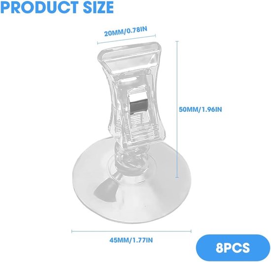 8 Stuks AquariumzuignapClips Transparante PVC-Aquariumzuignaphouders Onderwatervoederbakken voor Vissen Luchtpompaccessoires voor Aquaria Vissenbakken Thuis Ramen Glas — afbeelding 5