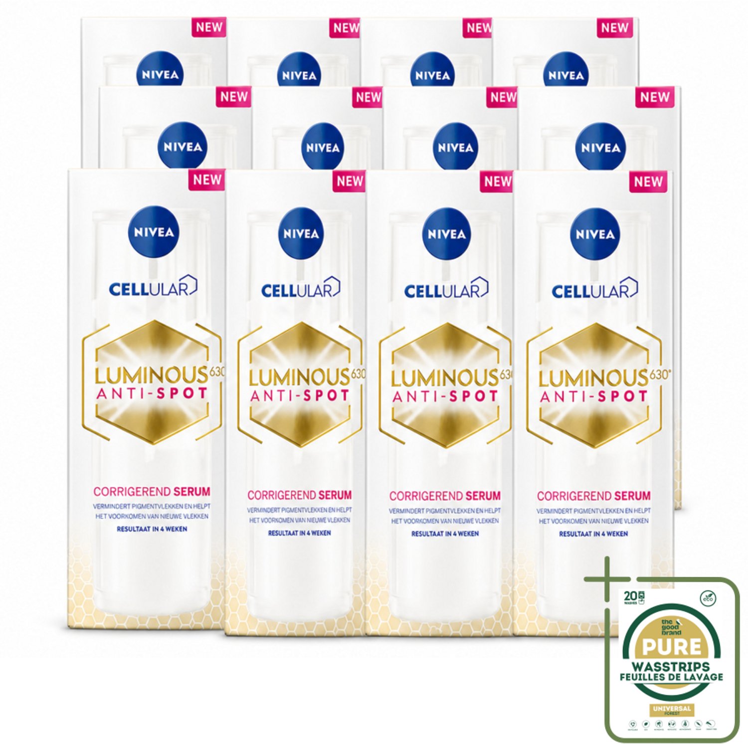 12 x NIVEA - Gezichtsserum - CELLular LUMINOUS630 Tegen Vlekken - Tegen pigmentvlekken - Voor alle huidtypen - Met Hyaluron & Vitamine E - 30 ml - Wasstrips - Gezichtsserum - Pigmentvlekken - Anti-spot Serum - Huidverzorging - Huidverlichting