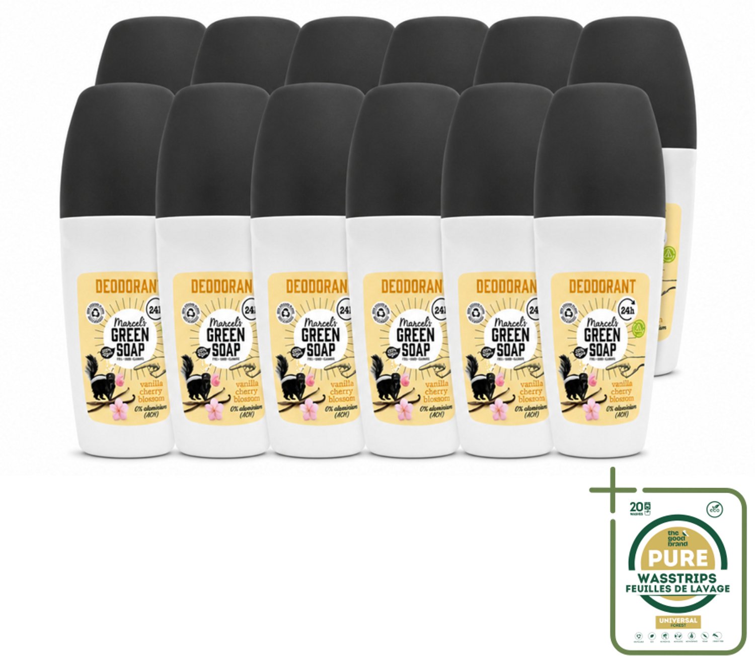 12 x Marcel's Green Soap - Deodorant Roller - Vanilla & Cherryblossom - Langdurige frisheid - 50 ml - Deodorant - Geur - Oksel - Frisheid - Geurroller