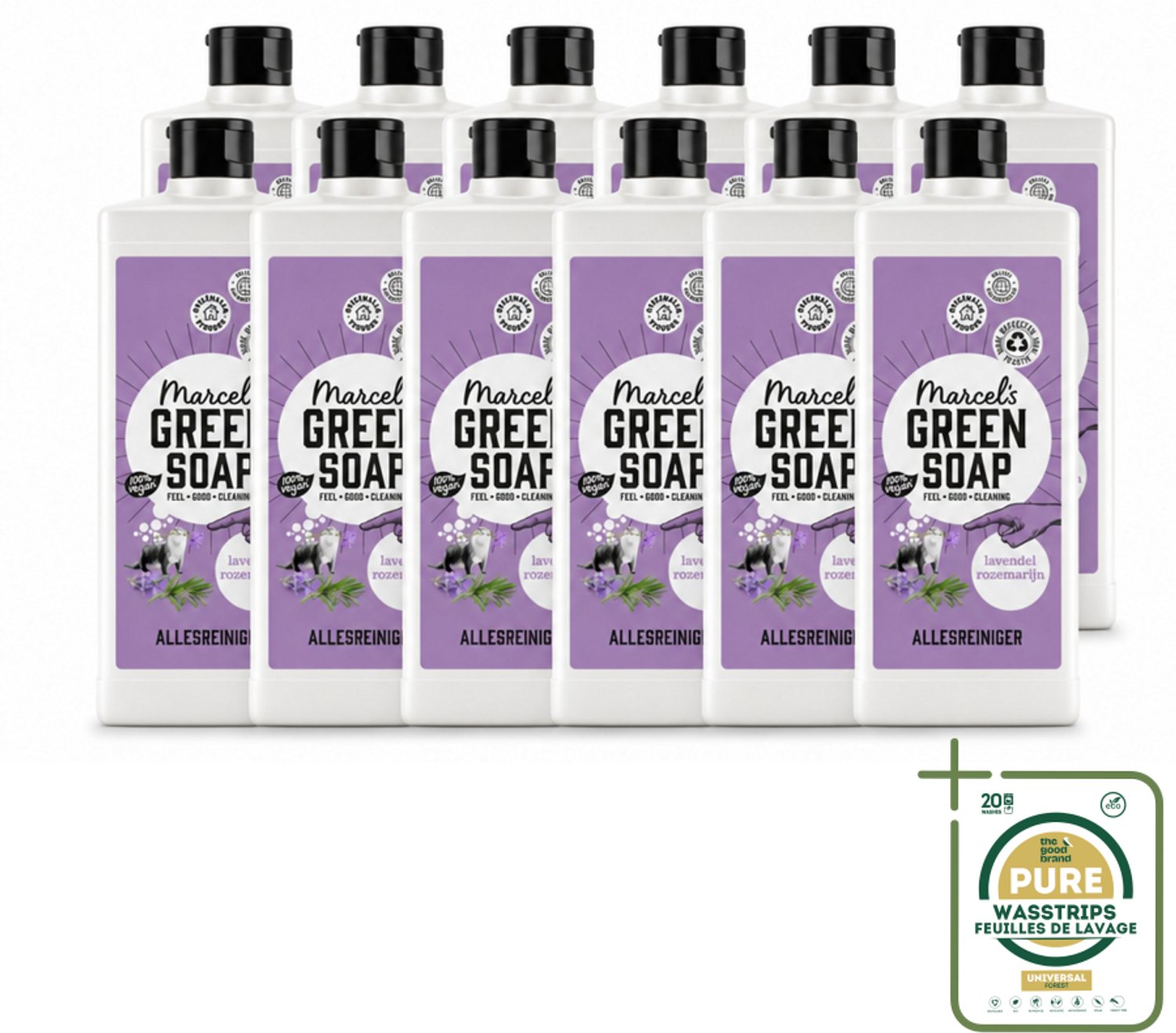 12 x Marcel's Green Soap - Allesreiniger - Lavendel & Rozemarijn - Natuurlijk & effectief - 750 ml - Wasstrips - Allesreiniger - Natuurlijke Reiniger - Reinigingsmiddel - Huishoudelijke Reiniger - Reinigen