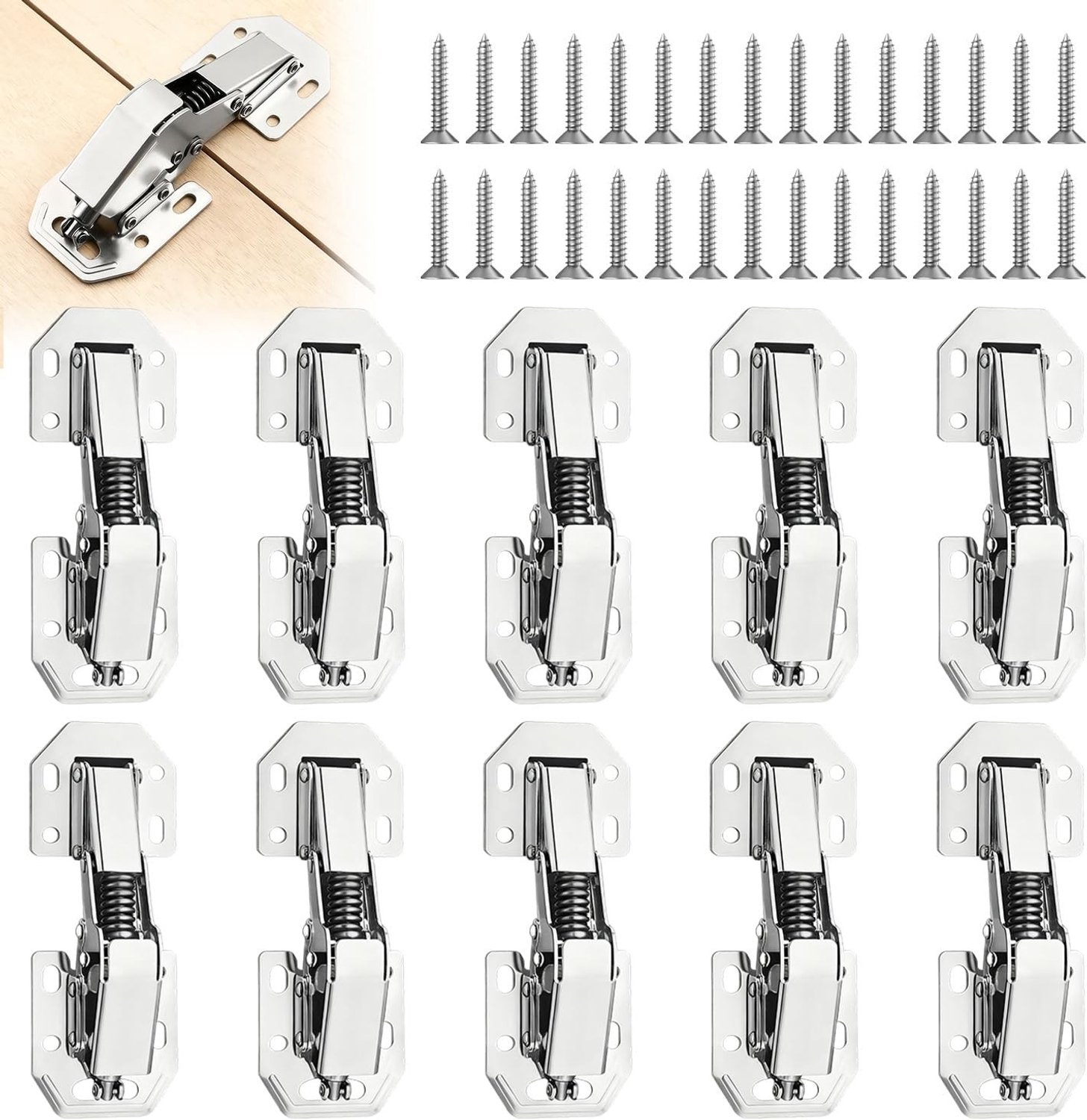 Set van 10 90° Soft Close Scharnieren voor Keukens en Kasten - Stil, Duurzaam en Eenvoudig te Installeren
