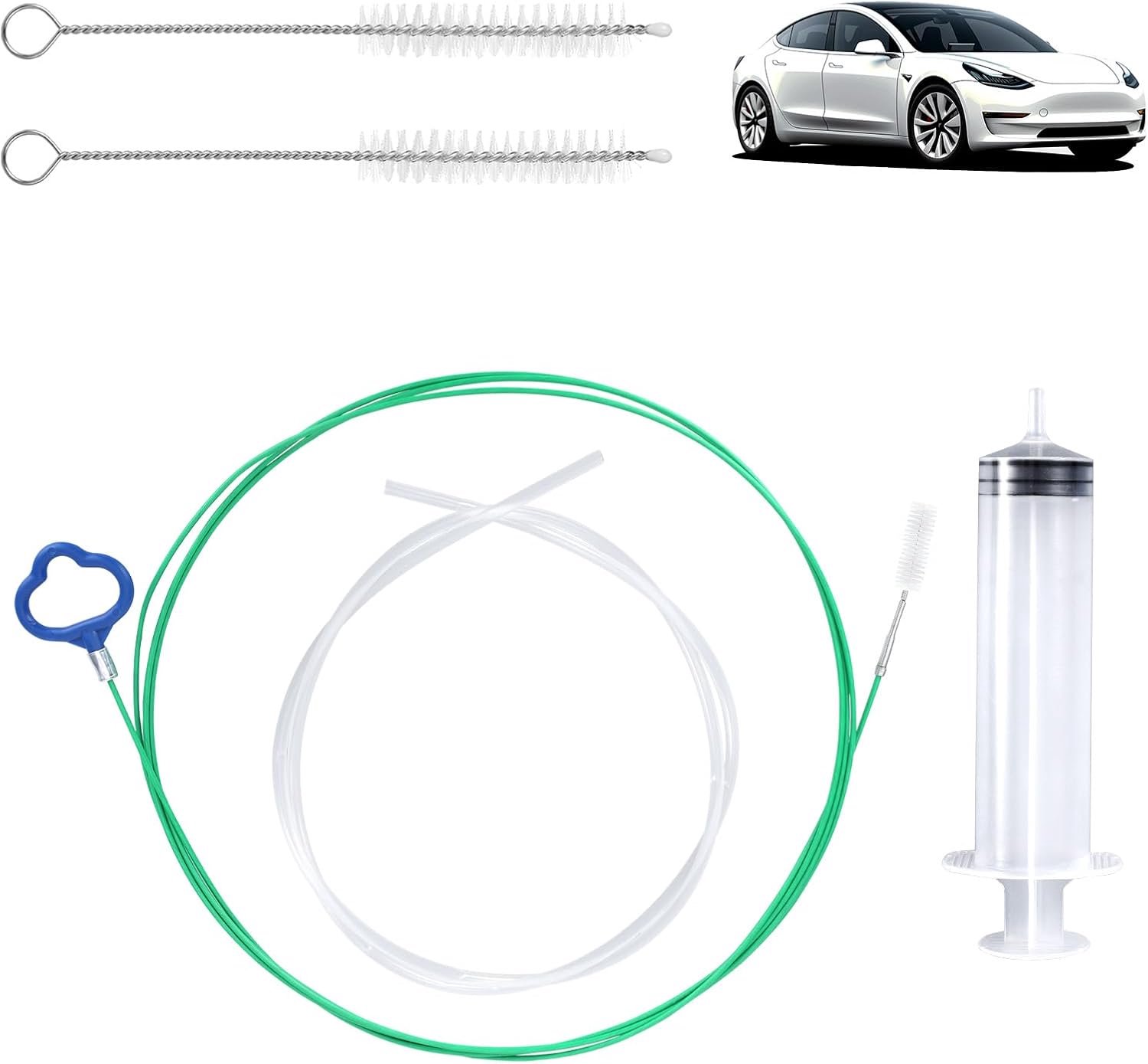 BOXOB Cleaning Kit for Sliding Roof Drain, 300cm Long Pipe Cleaners with Tube Cleaning Brush Spray Hose Flexible Soft Drain Brush for Sliding Roof and