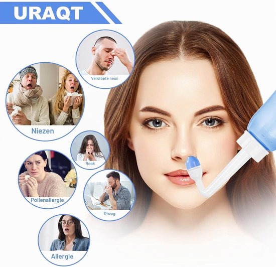 Nasal Wash Set met 300 ml Neusspoeling, 20 Nasale Zoutpakketten en 10 Thermometer Stickers voor Volwassenen en Kinderen, BPA-vrij en Effectieve Neusreiniging — afbeelding 4