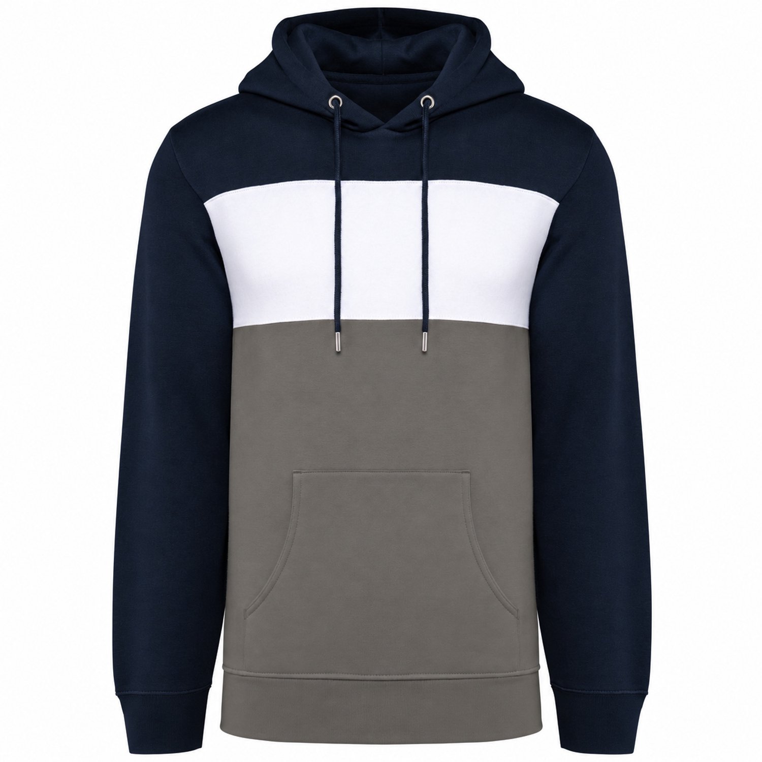 Unisex Hoodie – Driekleurige Sweater met Capuchon – Heren & Dames – marine 3XL Grijs