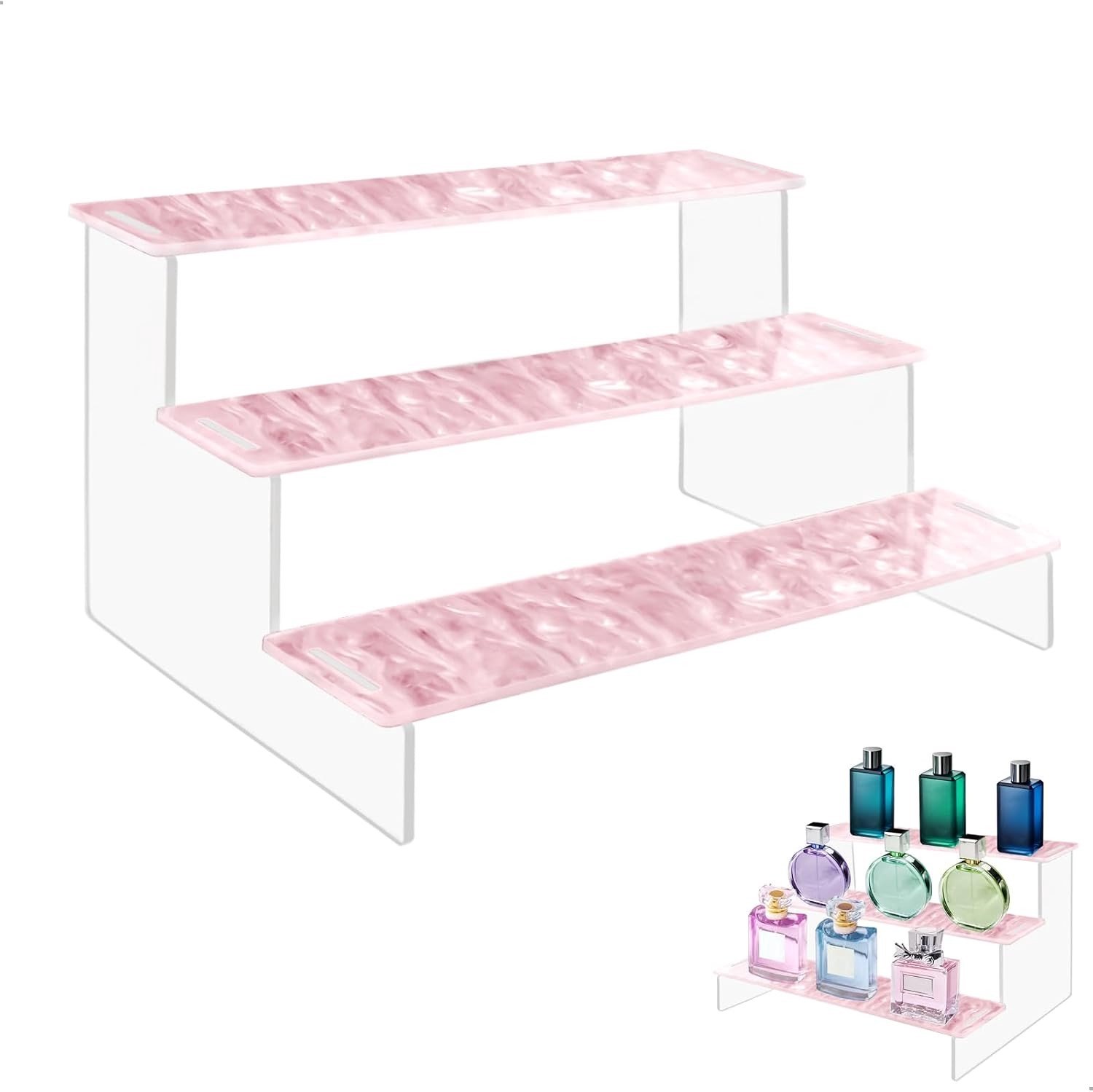Organiser voor Parfums, Acryl Parfumstandaard, 3-Trede Display voor Make-up, Desserts en Specerijen, Ideaal voor Werkblad en Kaptafel