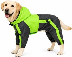 lovelonglong Hondenregenjas met capuchon, voor kleine honden, regenjas, poncho, waterdichte kleding met capuchon, ademend, met 4 poten, regenjas voor kleine, middelgrote en grote honden