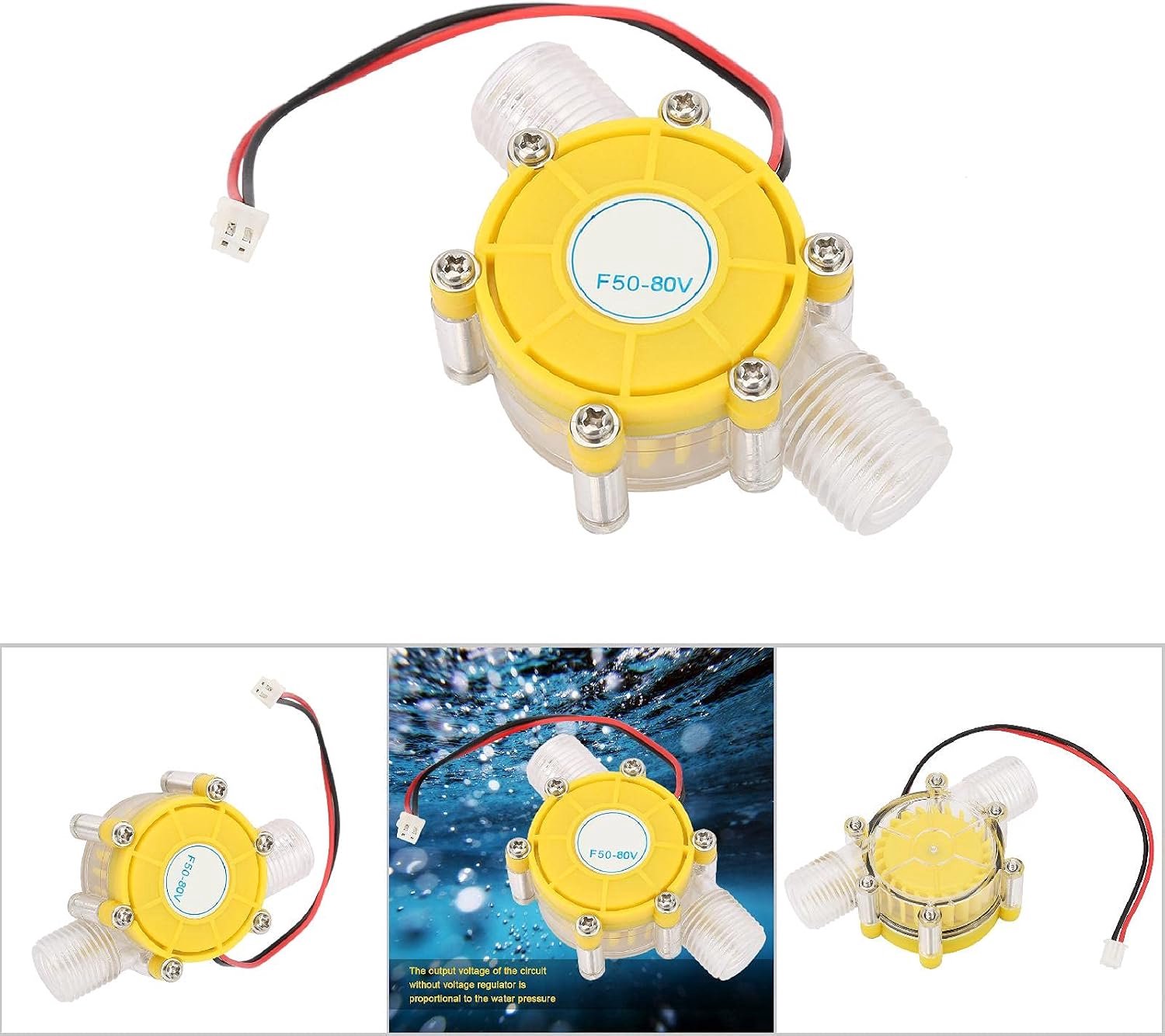 F50 Micro Hydro DC waterstroom pomp turbine waterkrachtgenerator (F50 80V geel transparant)