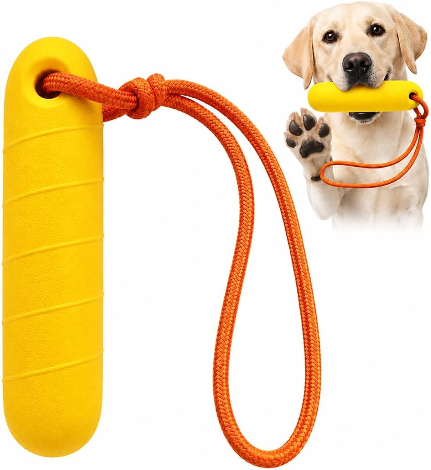 Hondenspeelgoed, zwemspeelgoed voor honden, waterspeelgoed voor hondentraining, interactief hondenspeelgoed, trainen en rapporteren in het water (geel)