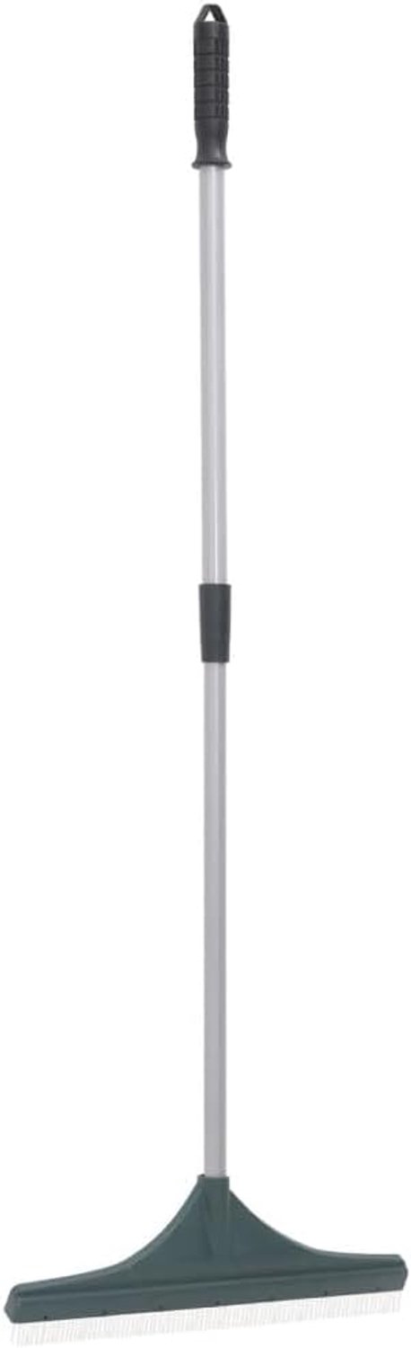 Kunstgrashark met telescoopsteel 80-131 cm, gazonborstel voor kunstgrasverzorging, PP-borstelkop en robuuste stalen handgreep voor tuin en terras