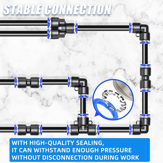 10 stuks blauw 4 mm OD 3-weg T-stuk push-to-connect fittingen (PE-4) — afbeelding 2