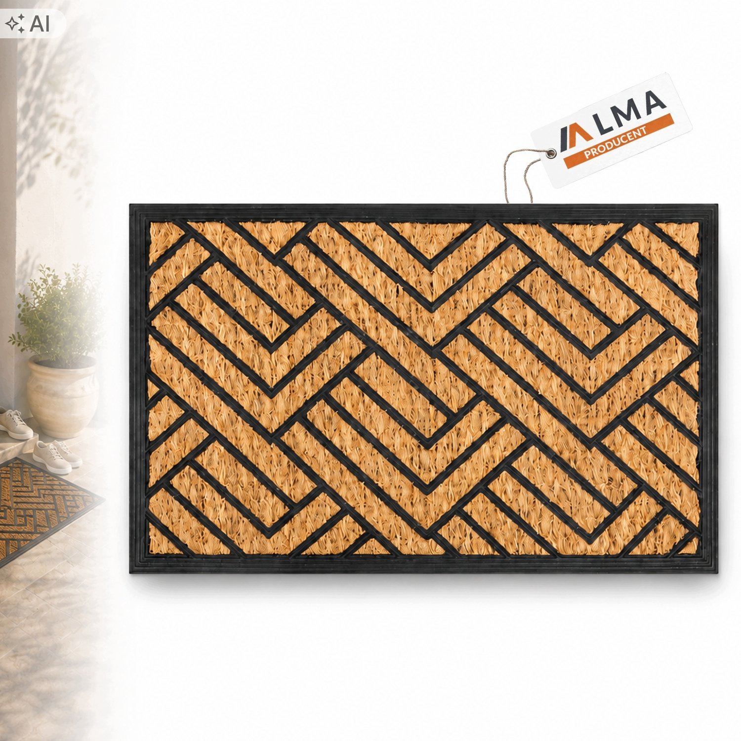 Kokosmat Deurmat 40x60 cm - Rubberen Onderkant - 8mm Dik