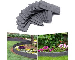 LARS360 Palissade, 1000 cm, antraciet met steenpatroon, gazonrand, tuinpalissade van kunststof, bloembedomranding, tuinrandrand voor tuinhek, balkon, terras, gazon
