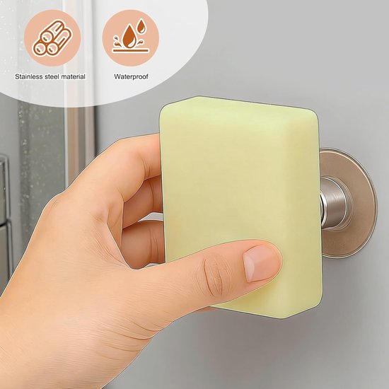 2 stuks magnetische zeephouder met 8 magneten, installatie zonder boren, geschikt voor douches, wastafels, badkamers en keukens — afbeelding 2