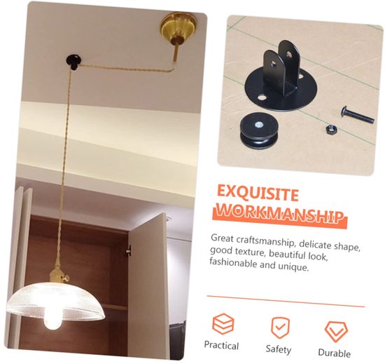 5 Stuks Kroonluchter Poelie -accessoires Katrol Rol Plafond Katrol Systeem Poelie Bevestiging Voor Hanglampen Vaste Groef Wiel Metaal Zwart — afbeelding 3