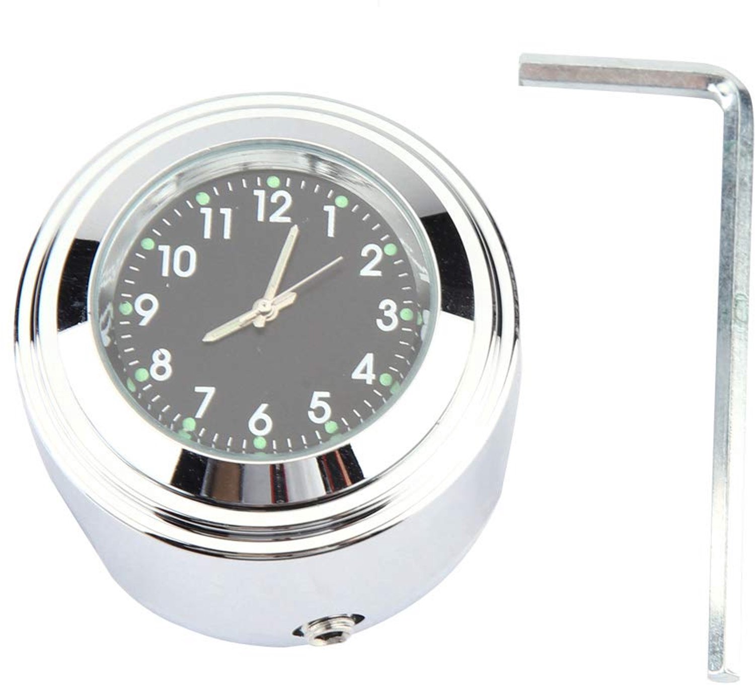motorfiets stuurhouder horloge nauwkeurige tijd bijhouden glow in dark shock klok voor 7/8 1 inch stuur aluminium wit zwart (Zwart)