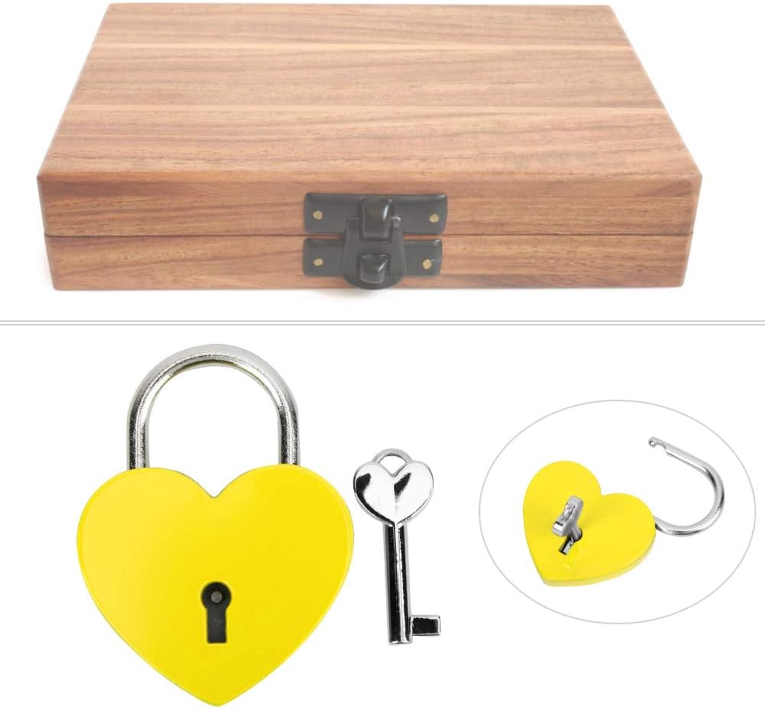 Hartslot, Metalen Kleurrijk Prachtig Hangslot Huishoudelijke Knutselbenodigdheden, Klein Formaat, Geweldige Decoratie, voor Dagboek en Sieradendoos, Rood voor Kleine Bagage (Geel)