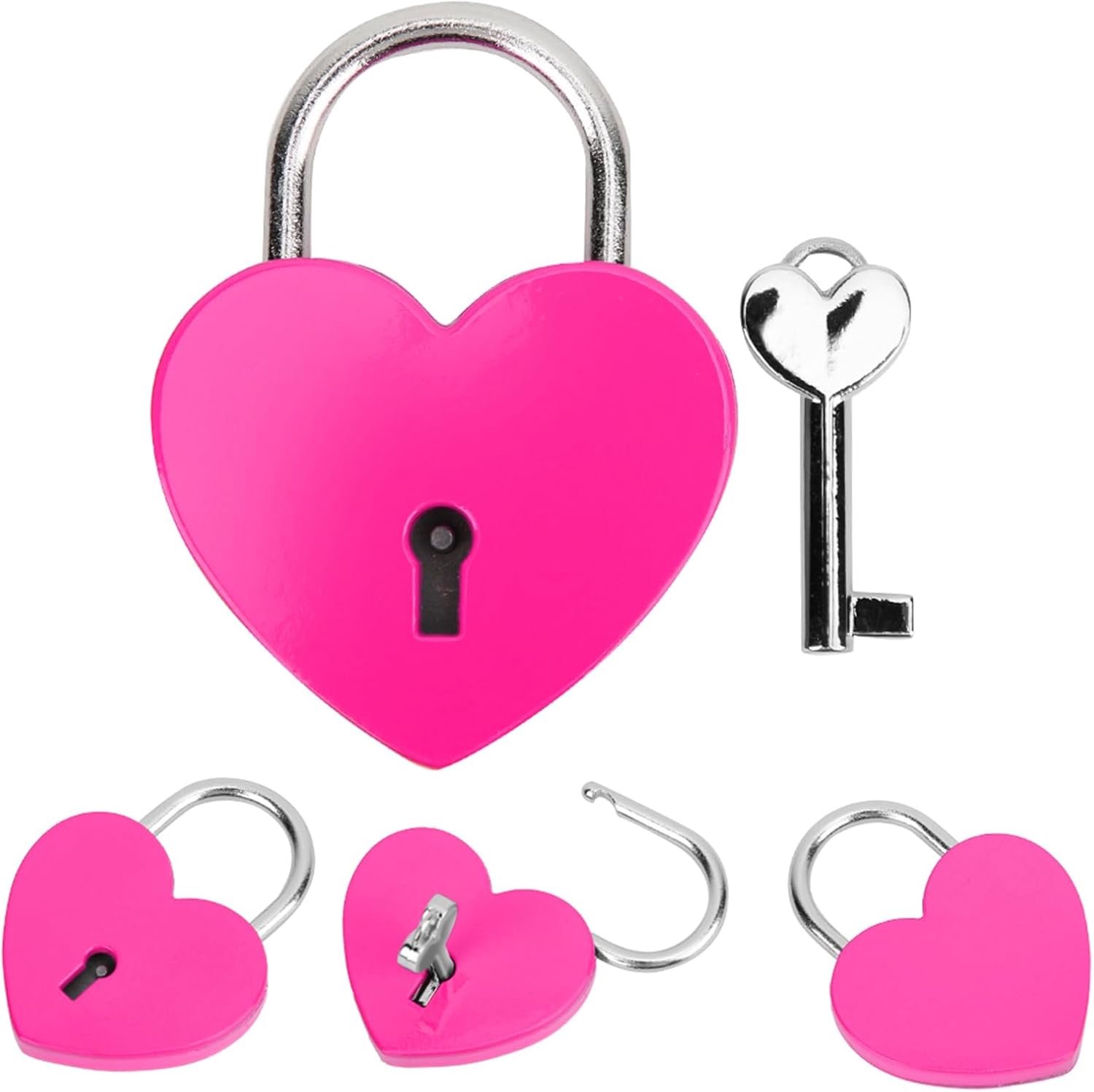 Hartslot, Metalen Kleurrijk Prachtig Hangslot Huishoudelijke Knutselbenodigdheden, Klein Formaat, Geweldige Decoratie, voor Dagboek en Sieradendoos, Rood voor Kleine Bagage (Roze