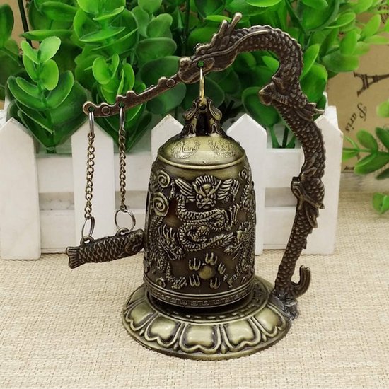 Vintage Kleine Bronzen Gebeeldhouwde Dragon Lock Bell Arts & Handicrafts Collection Objecten Ornamenten Decor of Office — afbeelding 5