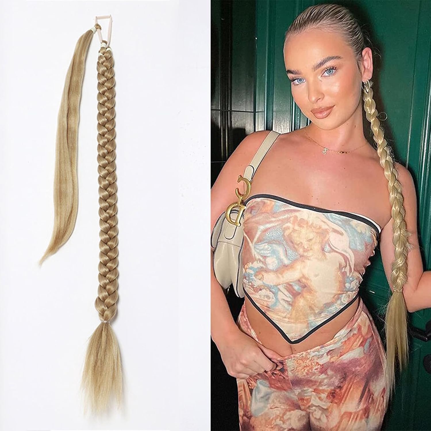 Yaki Puff Paardenstaart-verlengingen, extra lang, steil synthetisch vlechtwerk, gevlochten vlechtwerk voor vrouwen (Londen, 1 stuks)