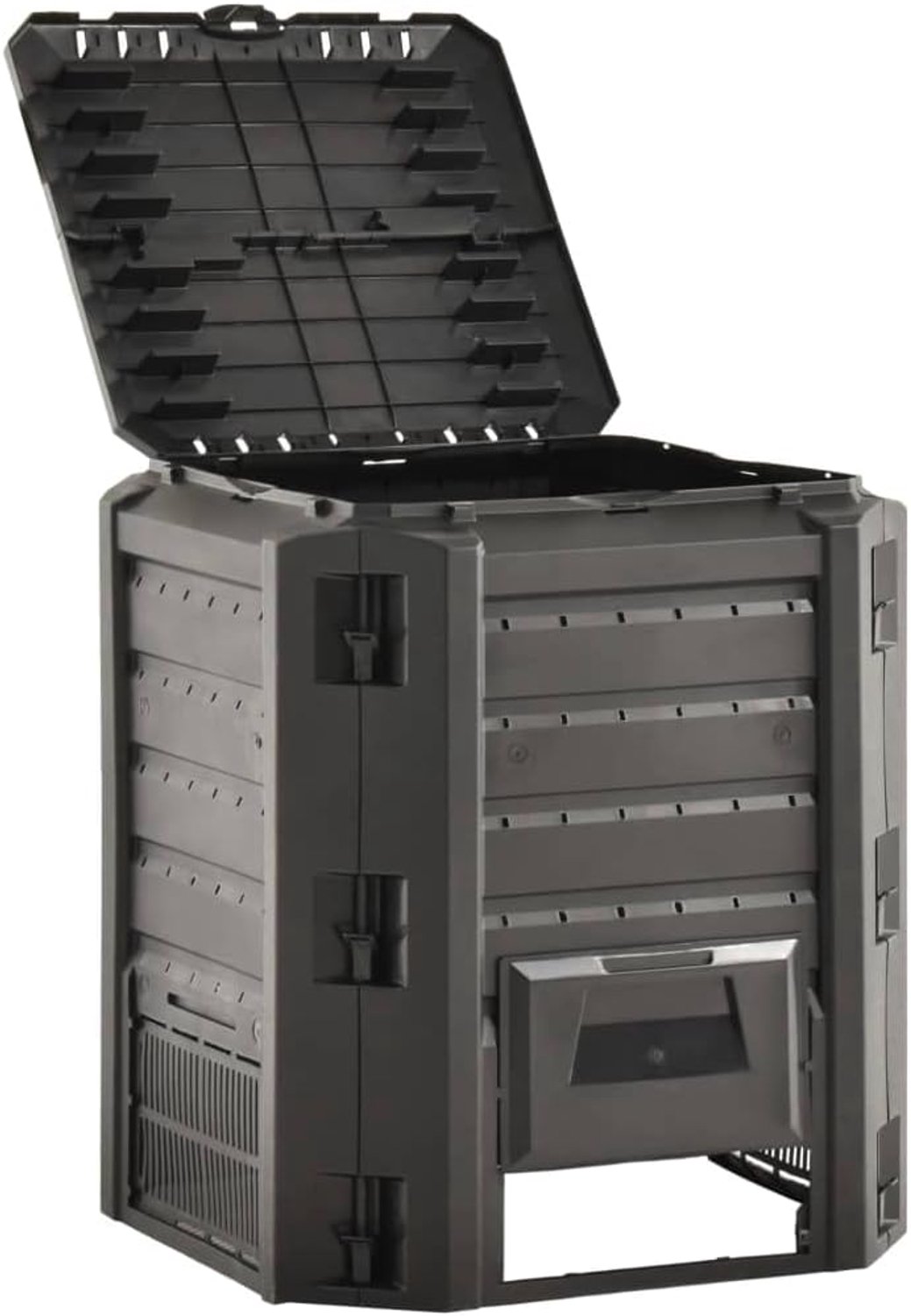Tuincompostbak 380 l, robuuste thermische compostbak van PP voor biologisch afval en compostering, efficiënte snelle compostbak voor tuin en keuken, weerbestendig, 719 x 719 x 826 mm