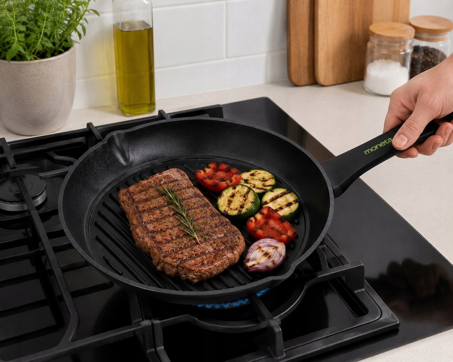 Moneta Grillpan 28cm Aluminium Anti-aanbaklaag Geschikt voor Alle Forn 1023053
