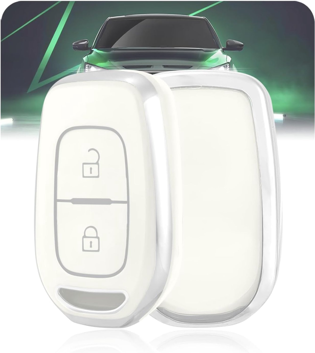 Autosleutelhoesje, Silicone Sleutelhoesje Bescherming Sleutelhuisje voor Dacia Sandero Stepway Streetway Duster Dokker Spring Logan Lodgy Renault Twingo Clio Kangoo Captur Megane, 2 Knoppen