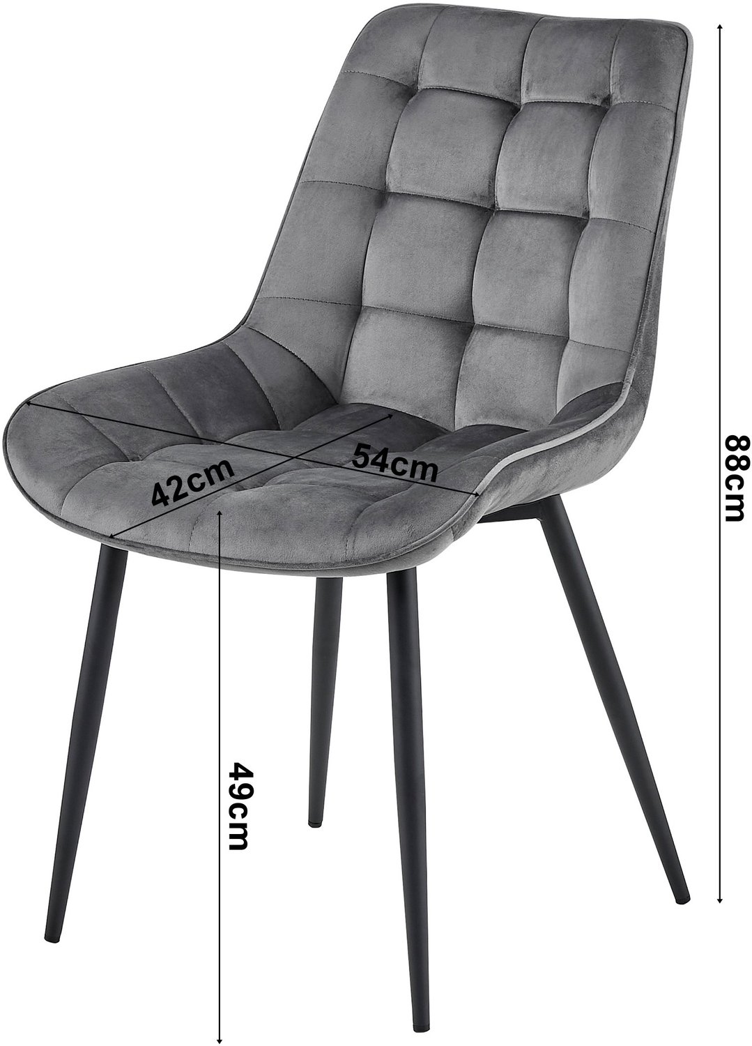 LEOBERT Set van 3 Eetkamerstoelen BERA – Lichtgrijs Velvet / Fluweel – Gestoffeerde Zitting – Zwarte Metalen Poten – Modern Scandinavisch Design – Voor Eetkamer, Keuken en Woonkamer