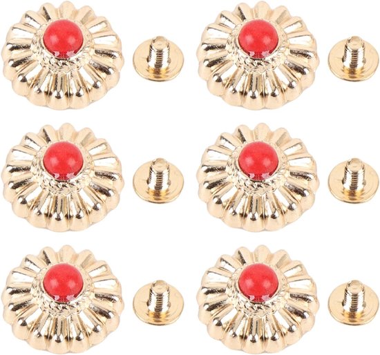 Vintage metalen madeliefjepatroon schroefknoppen voor tasdecoratie — afbeelding 3