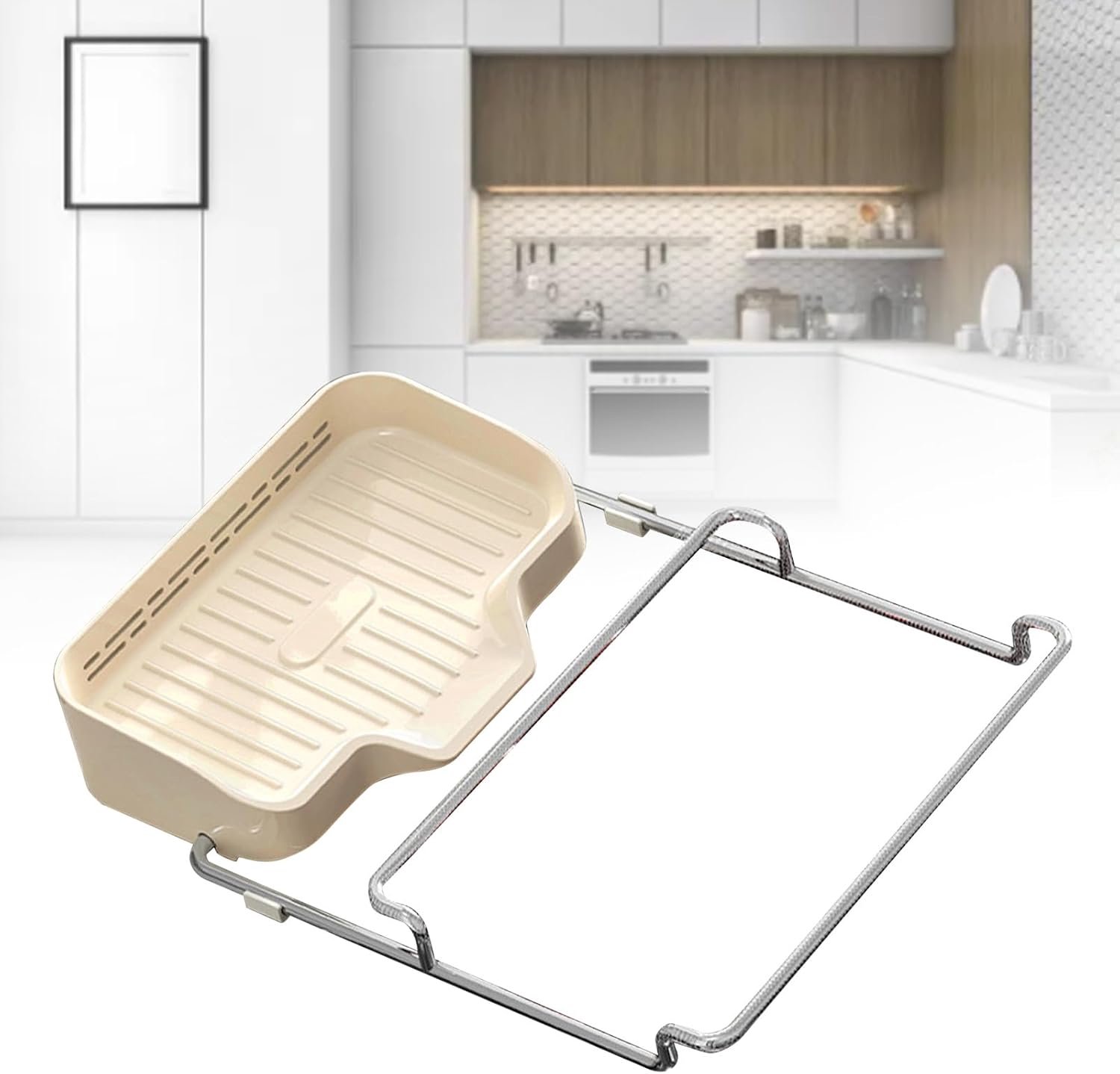 Multifunctionele Gootsteenbandmand Blijft Voedselverspilling Draft met 50 Stks Net voor Gootsteen (Beige)
