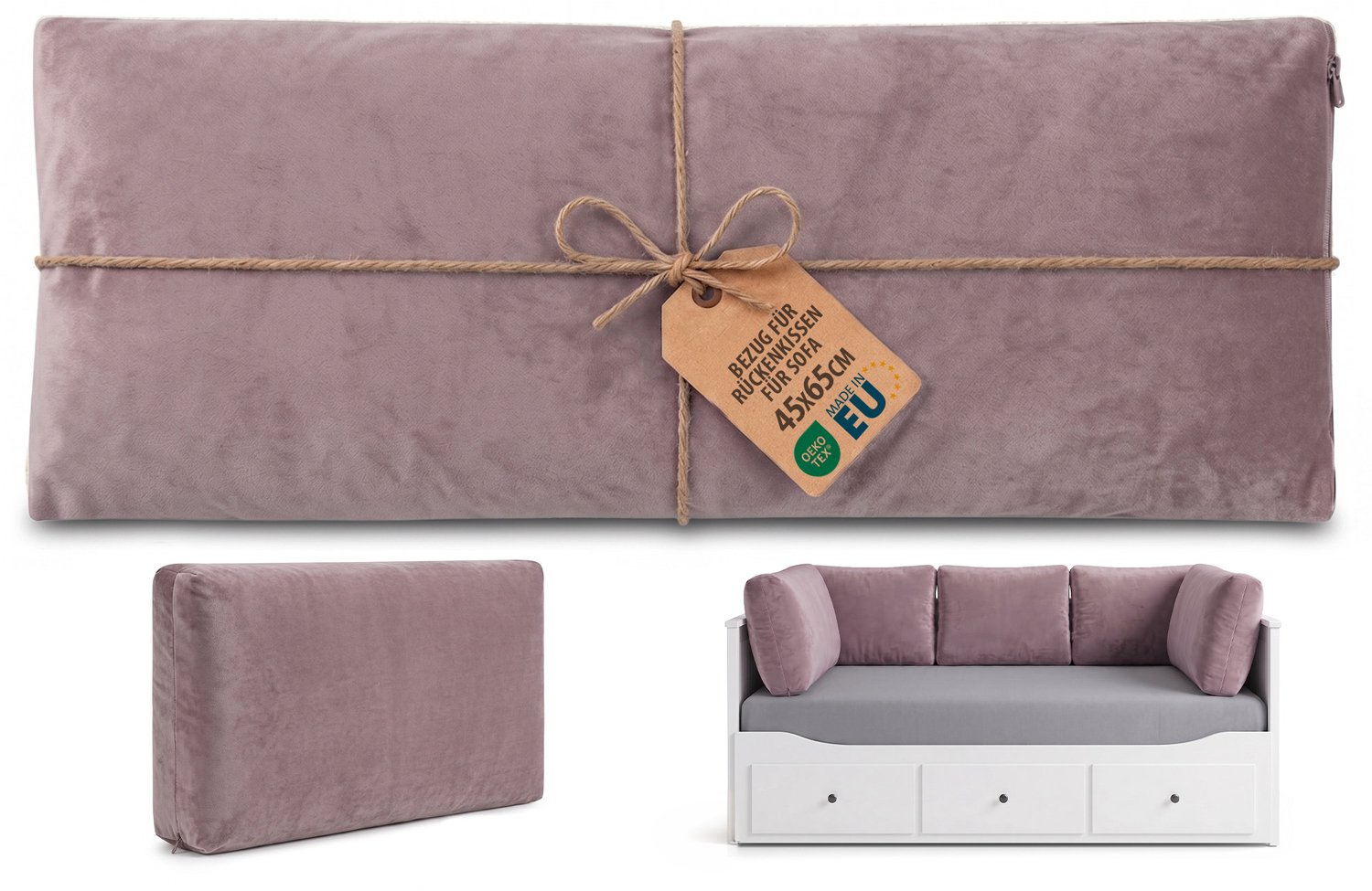 Kussenhoes sierkussen 65x45 cm alleen hoes zonder vulling vulling niet inbegrepen rugkussen voor bank sofa fauteuil woonkamer slaapkamer afneembaar Roze Fluweel