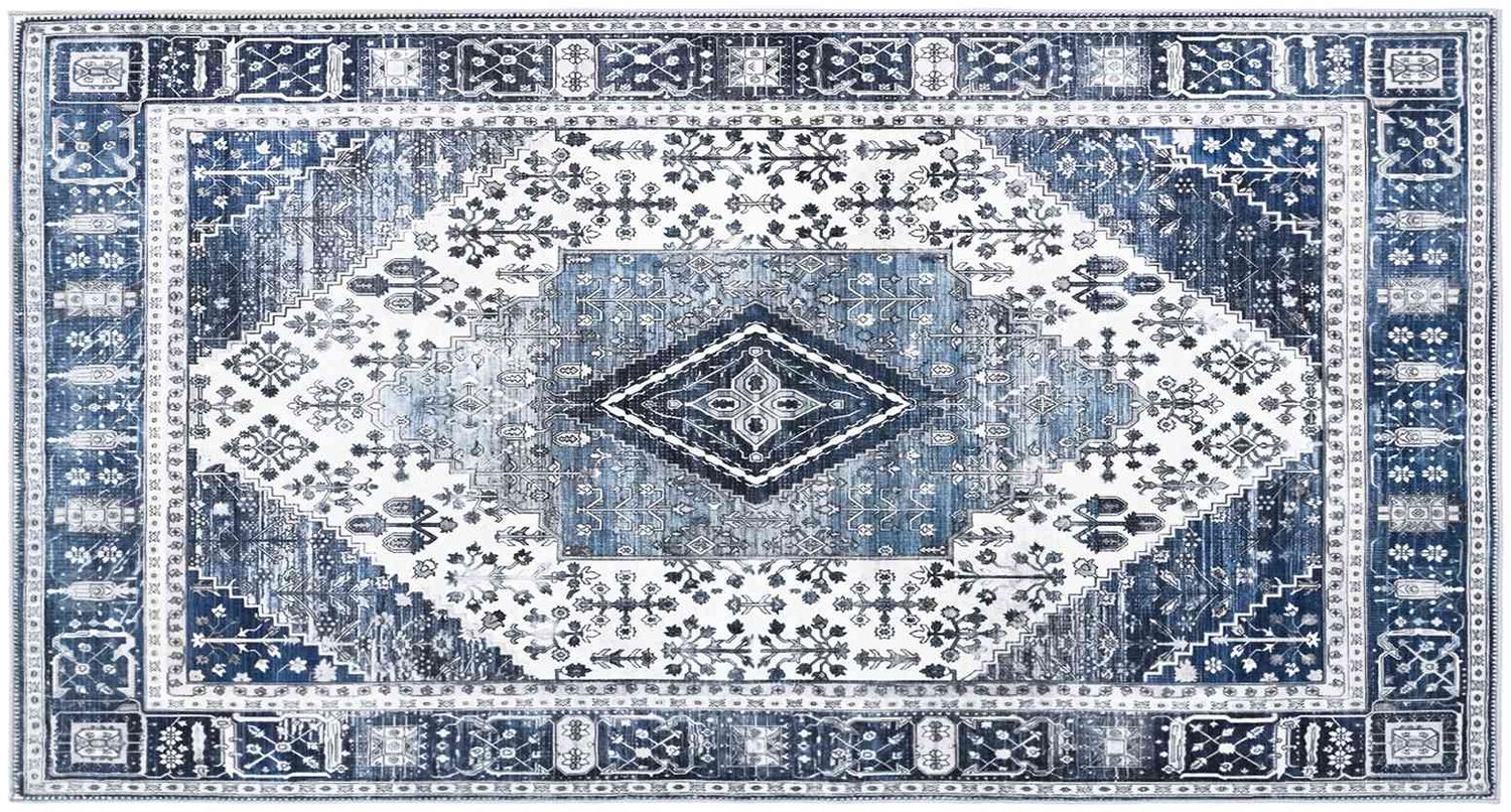 vidaXL Tapijt - ORIZ - Donkerblauw - 80 - x - 150 - cm - 100% - Polyester