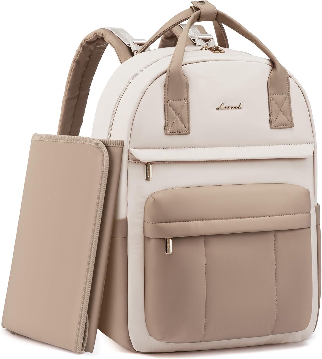 Grote Beige Khaki Luiertas Rugzak voor Baby, Stijlvolle en Functionele Luiertas voor Ouders
