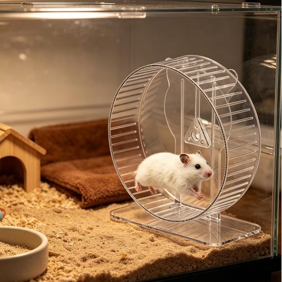 23,6 cm hamsterwiel: Silent hamsterwiel van transparant acryl, super stille hamster oefenwielen met in hoogte verstelbare standaard voor hamsters, gerbillen, chinchilla's en kleine dieren — afbeelding 5