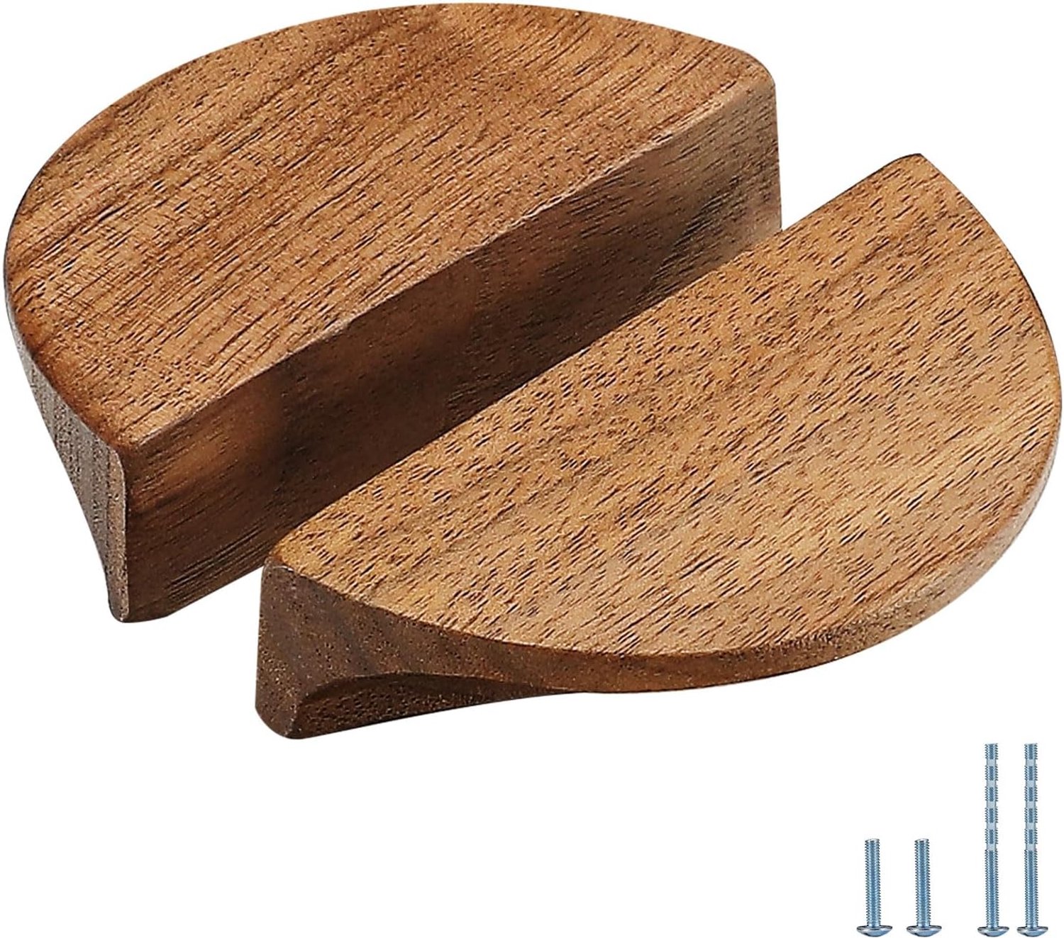 4 paar ronde ladegrepen van walnoothout, 11,9 cm
