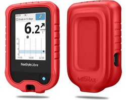 Beschermhoes voor Freestyle Libre 3/2 en Libre Reader - Schokbestendig, Antislip Siliconen Cover met Verhoogde Rand, Rood