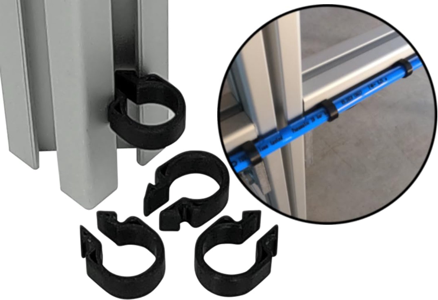Kabelclips voor bevestiging aan constructieprofiel - Snelle bevestiging met push-click functie - ShopVlot