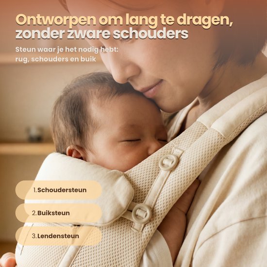 Sovani Adapt - Draagzak - Draagdoek - Ergonomische Baby Draagzak 0-36mnd - Luxe Buikdrager tot 15 kg - Draagzak Baby - OEKO-TEX Katoen - Handsfree Comfort - Met Rugsteun - Zwart — afbeelding 2