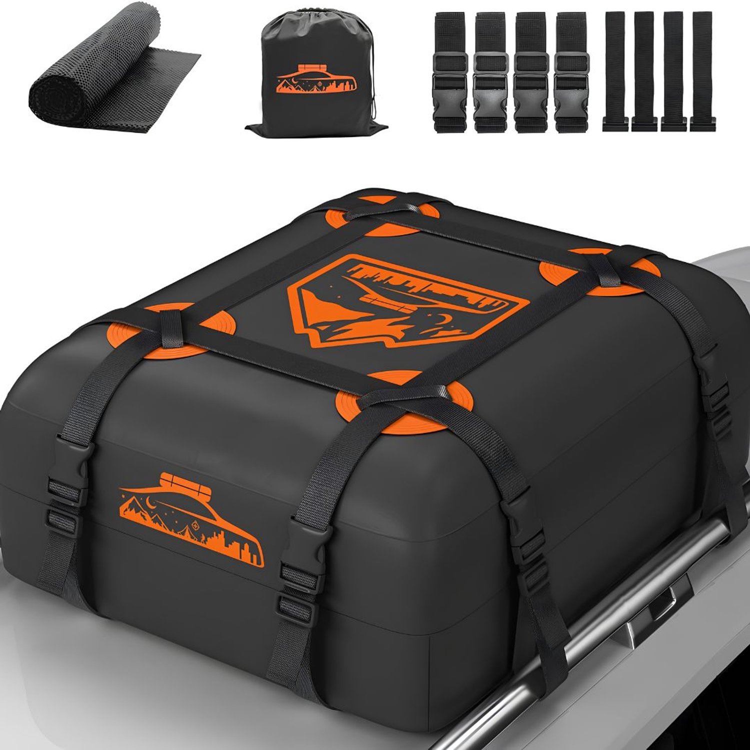 KLS® Dakkoffer - Dakkoffer Opvouwbaar - Auto Dakkoffer - Oranje - 36cm x 28cm x 20cm