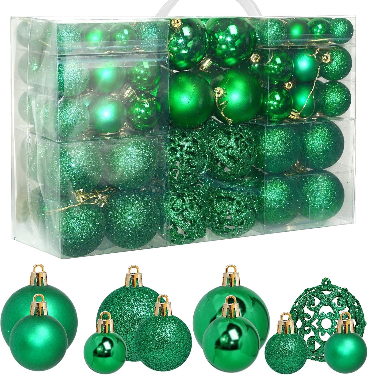 100 Kerstballen, Kerstboom Ballen Set, Decoratieve Hangende Ballen 3/4/6cm, Geschikt voor Xmas, Ramen, Kerstkransen, Kerstdecoraties Ornamenten, Groen