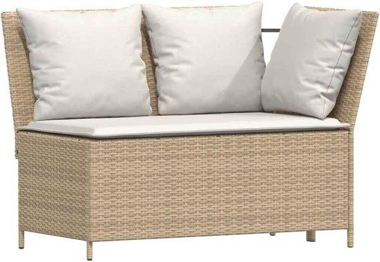 poly rotan onderhoudsarm buitenshuis comfortabele loungeset beige crèmewit — afbeelding 3